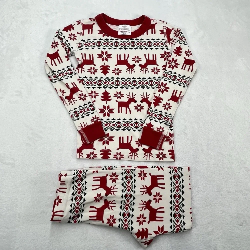 Hanna Andersson Organic Cotton Christmas Pajamas Unisex Kids 6-7 Holiday Winter